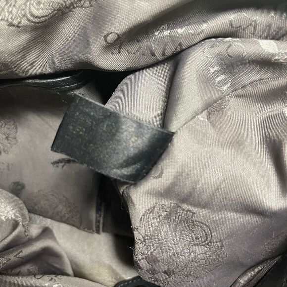 Vince Camuto black soft leather &calf hair Satchel/crossbody bag gold tone studs - Picture 14 of 16